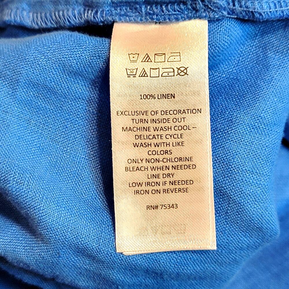 Joie Linen Wide Leg Pull On Cropped Pants Elastic Tie Waist Royal Blue XL - Picture 10 of 12